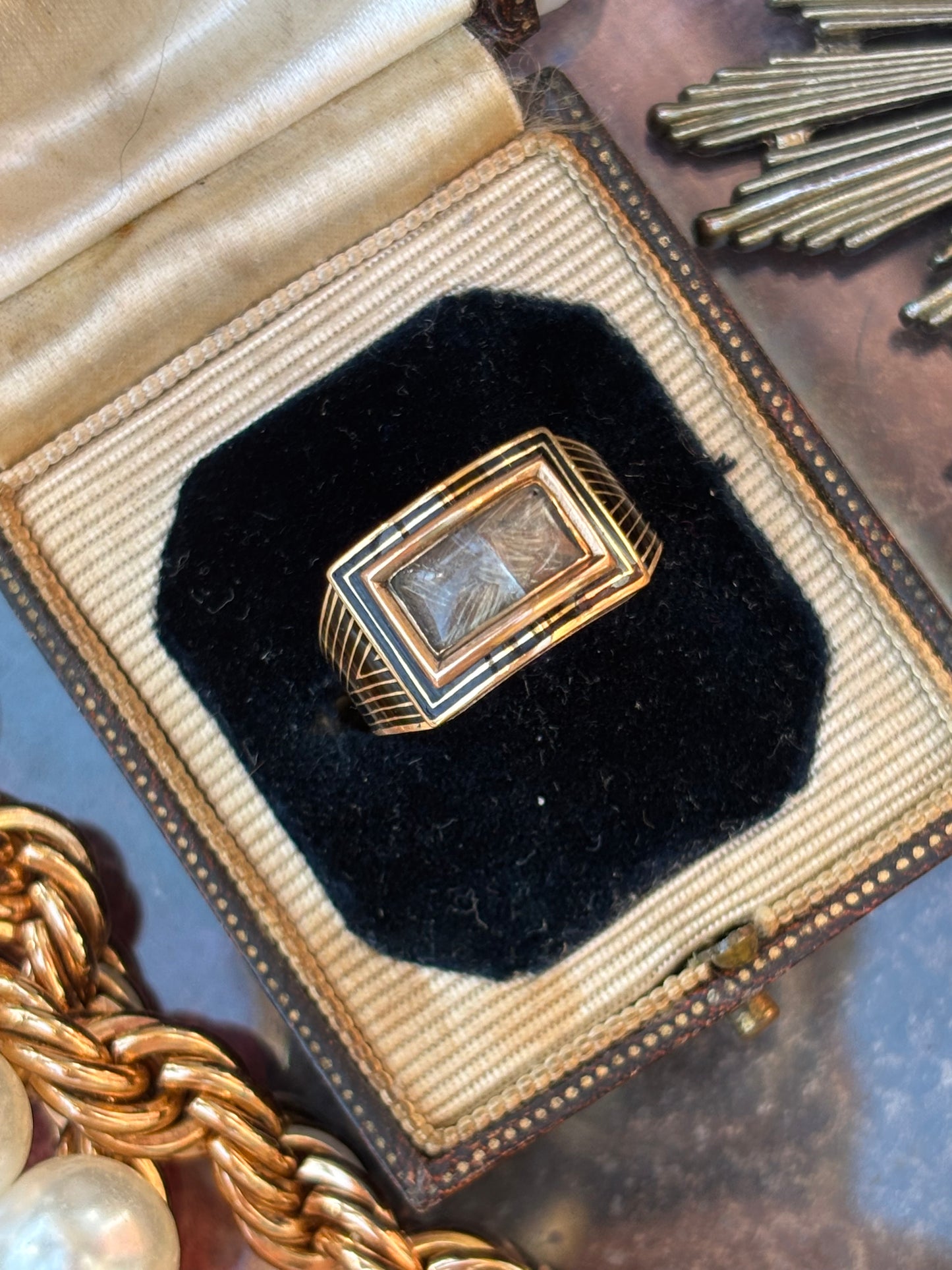 Georgian Mourning Ring with Hairwork, 1808