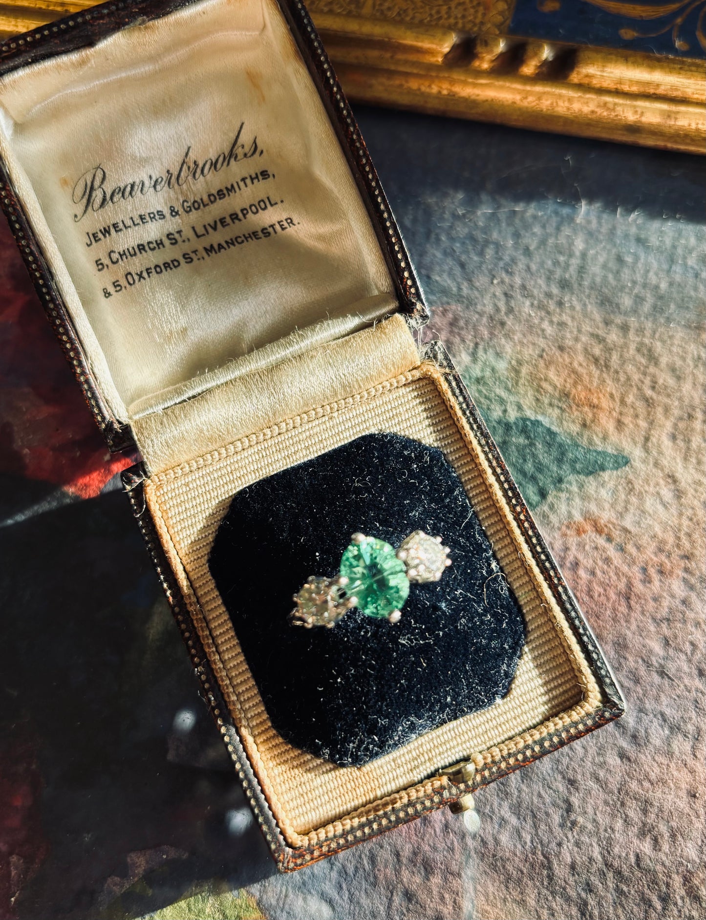 Show Stopper Antique Diamond & Tourmaline Ring, 18k Gold