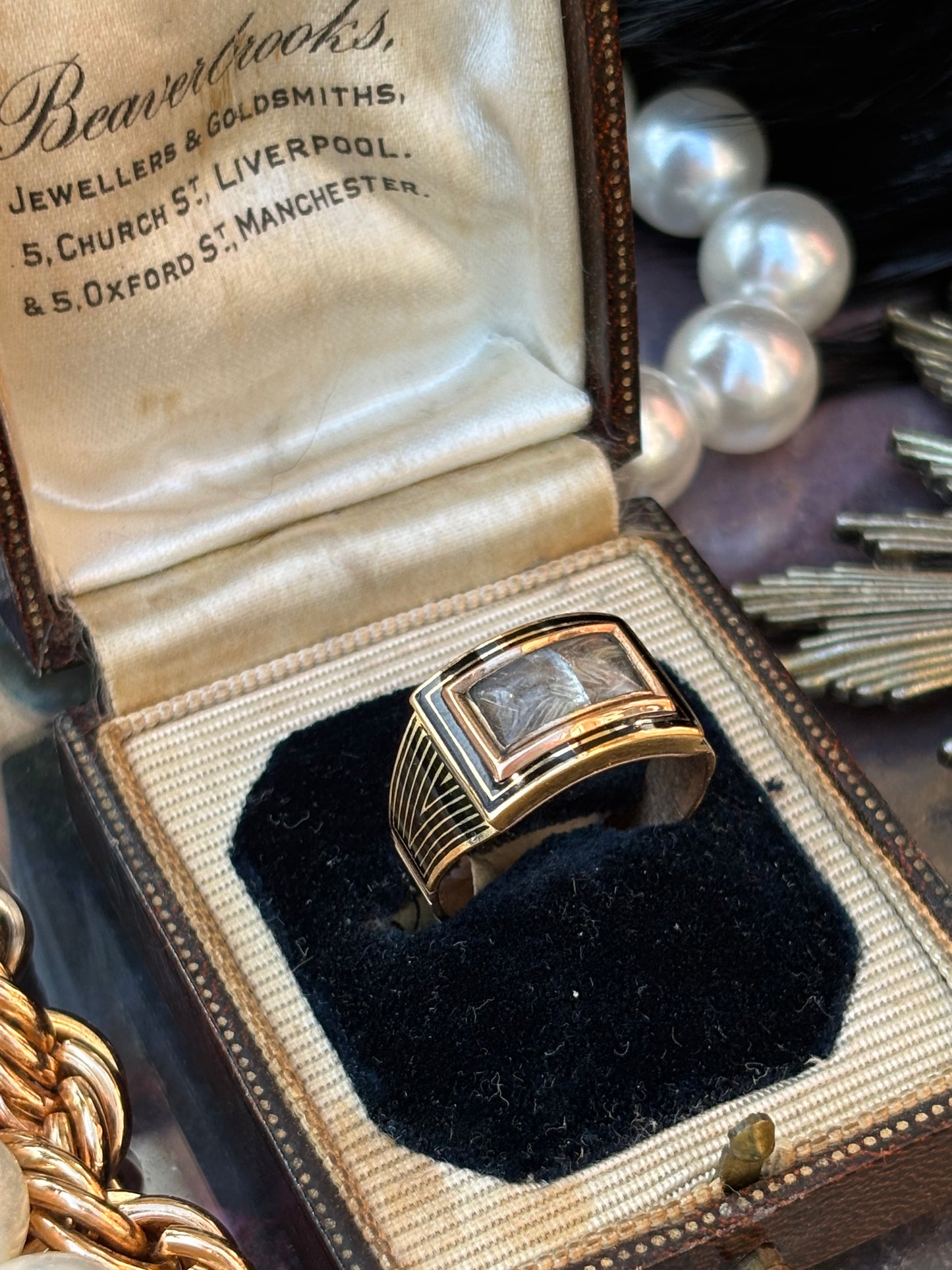 Georgian Mourning Ring with Hairwork, 1808