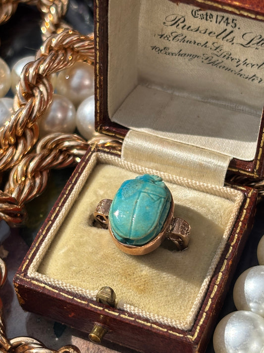 Stunning Vintage 9k Gold Scarab Beetle Ring