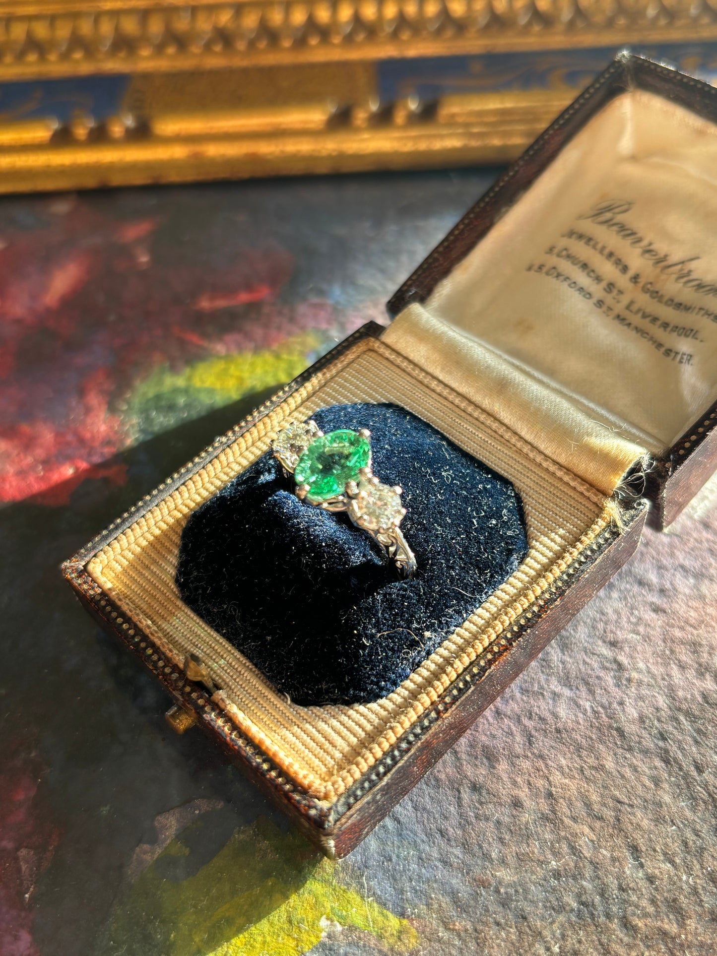 Show Stopper Antique Diamond & Tourmaline Ring, 18k Gold