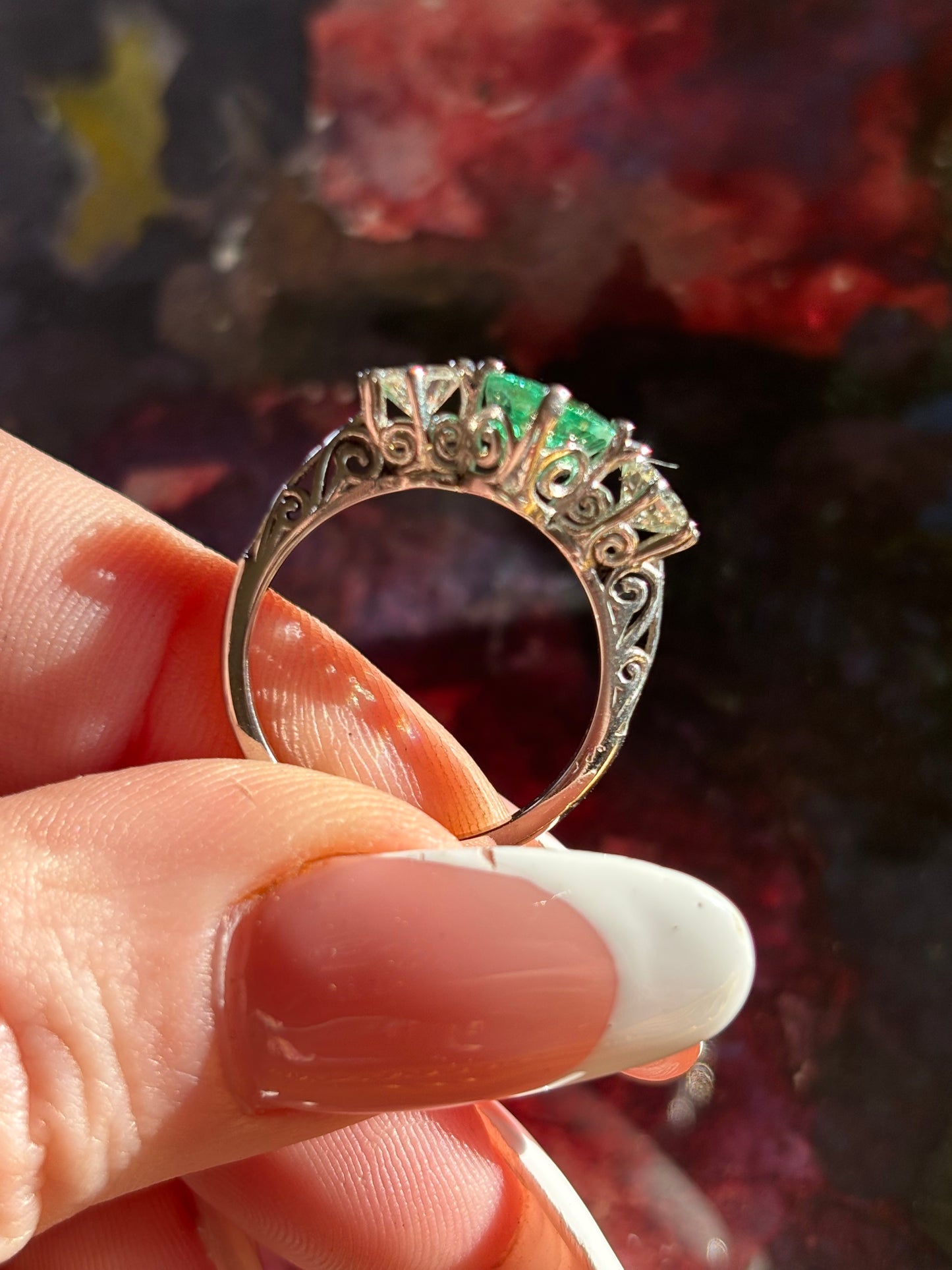 Show Stopper Antique Diamond & Tourmaline Ring, 18k Gold
