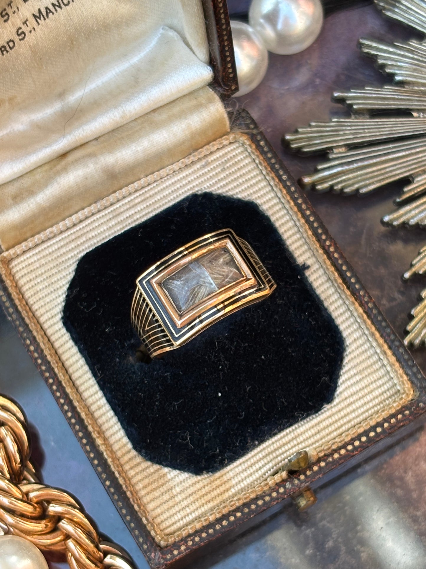 Georgian Mourning Ring with Hairwork, 1808