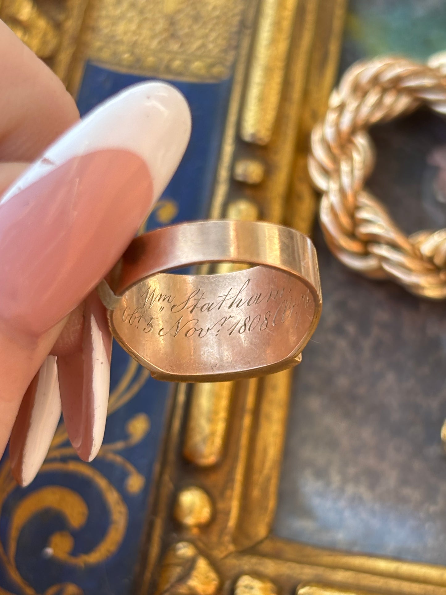 Georgian Mourning Ring with Hairwork, 1808