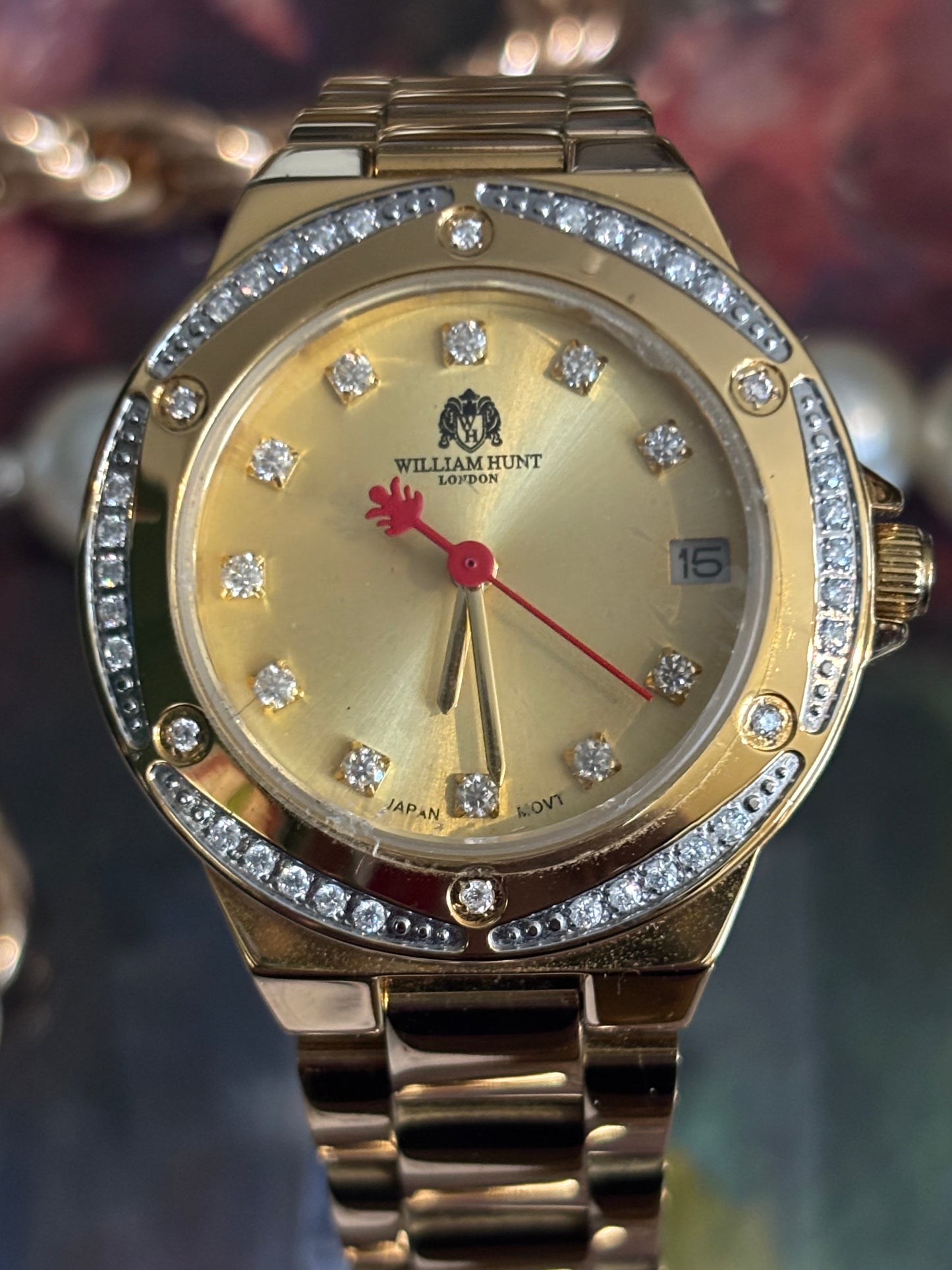 Retro William Hunt Gold & CZ Ladies Watch
