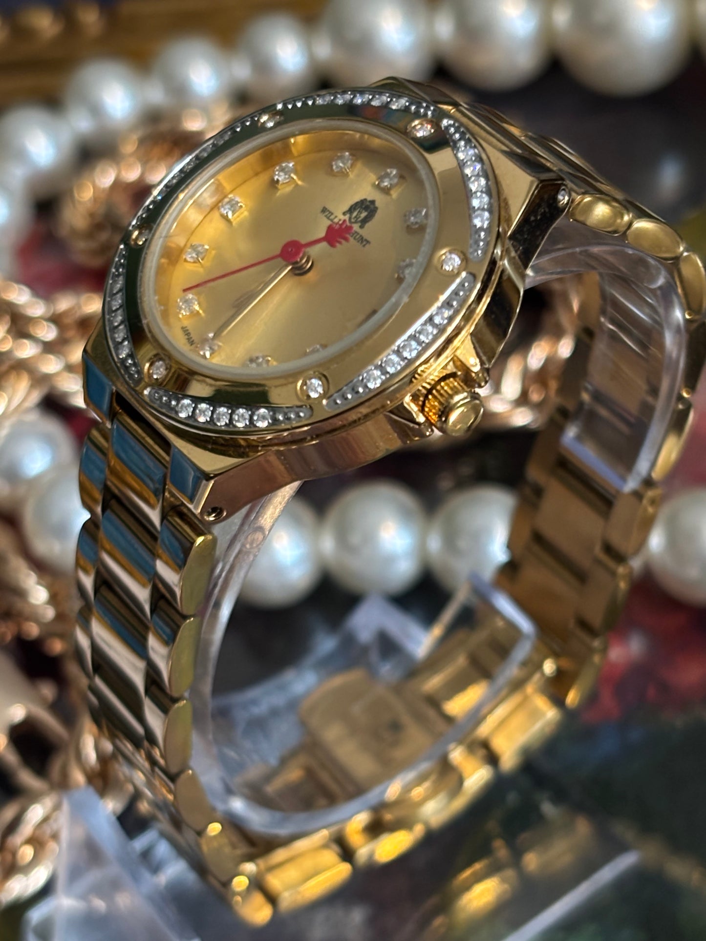 Retro William Hunt Gold & CZ Ladies Watch