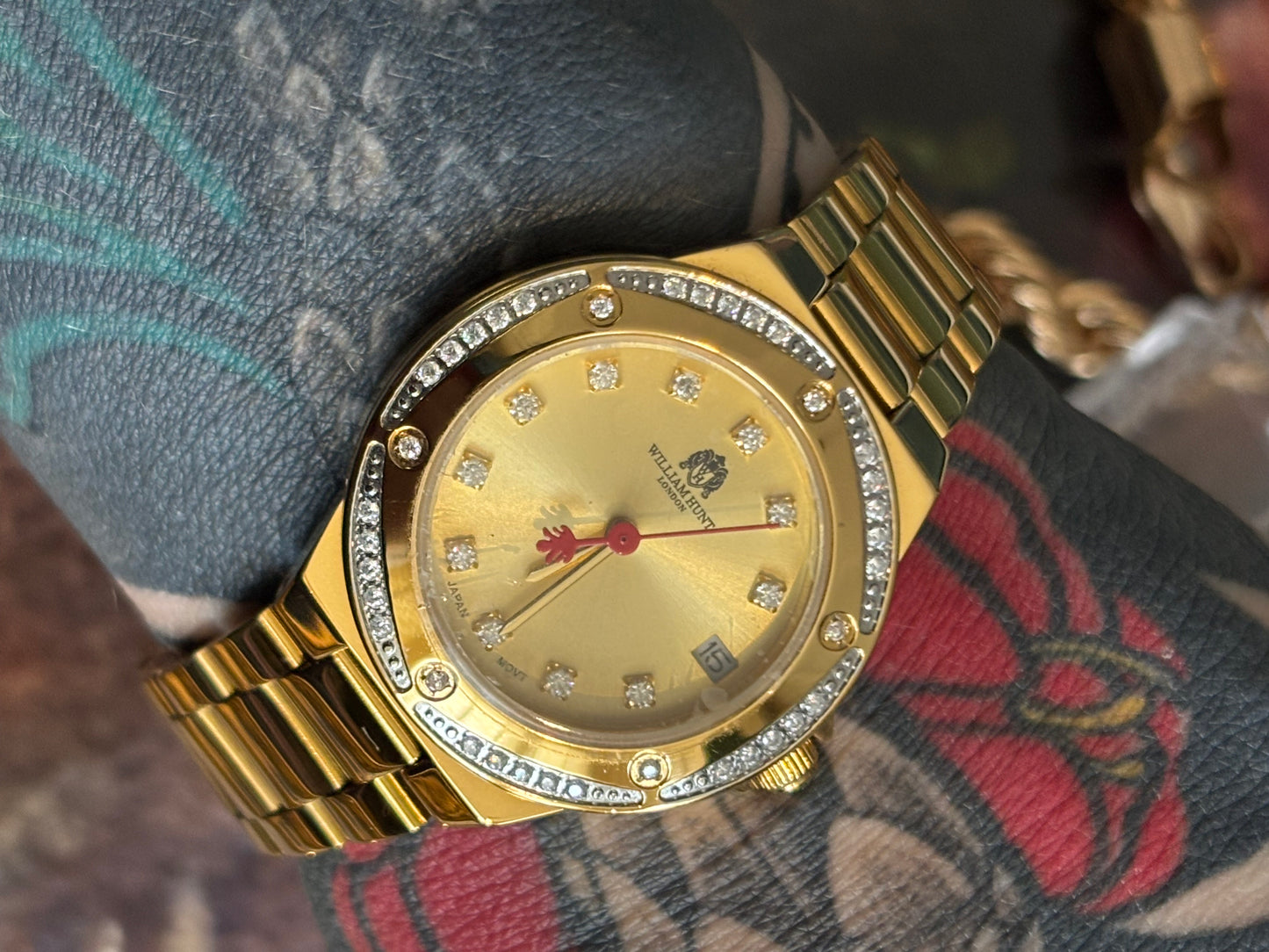 Retro William Hunt Gold & CZ Ladies Watch