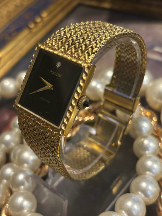 Accurist Gold & Diamond Quarts Retro Watch