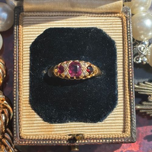 Victorian Ruby and Diamond Five-Stone Ring