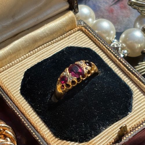 Victorian Ruby and Diamond Five-Stone Ring