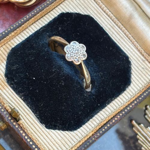 Vintage Daisy Cluster Ring with Natural Diamonds