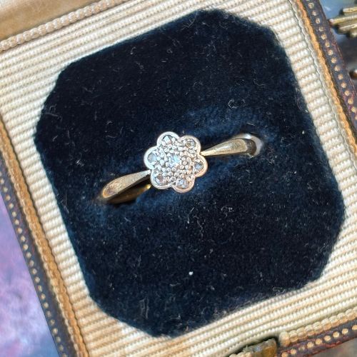 Vintage Daisy Cluster Ring with Natural Diamonds