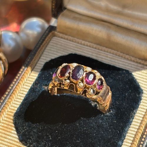 Victorian Garnet & Pearl Ring