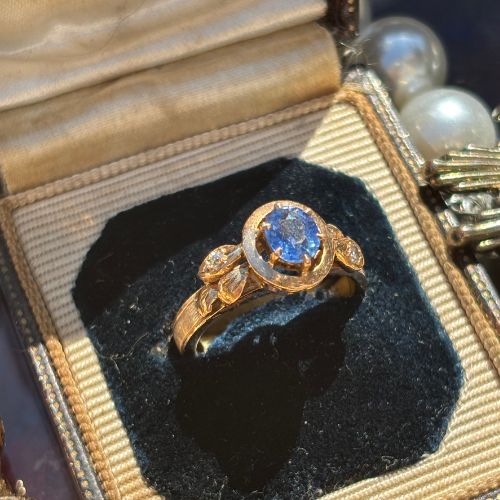Sapphire & Diamond Petal Ring
