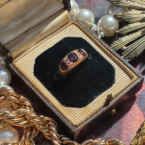 Victorian Garnet & Pearl Ring, 18k