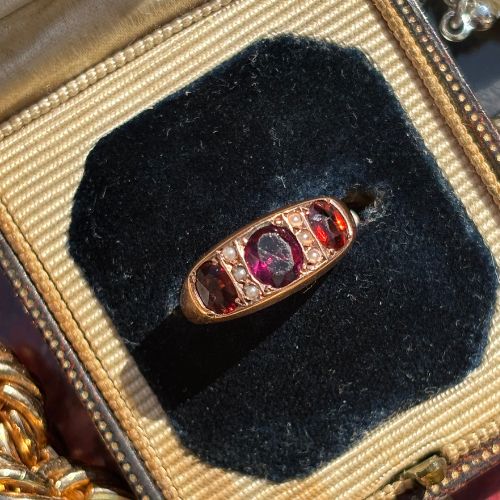 Victorian Garnet & Pearl Ring