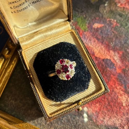 Antique Enchanting Natural Ruby & Diamond Ring, 18K