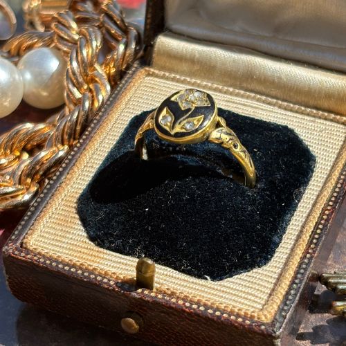 Victorian Enamel Diamond Flower Ring