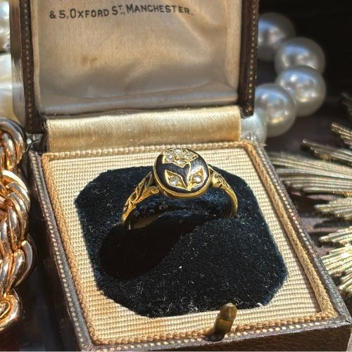 Victorian Enamel Diamond Flower Ring