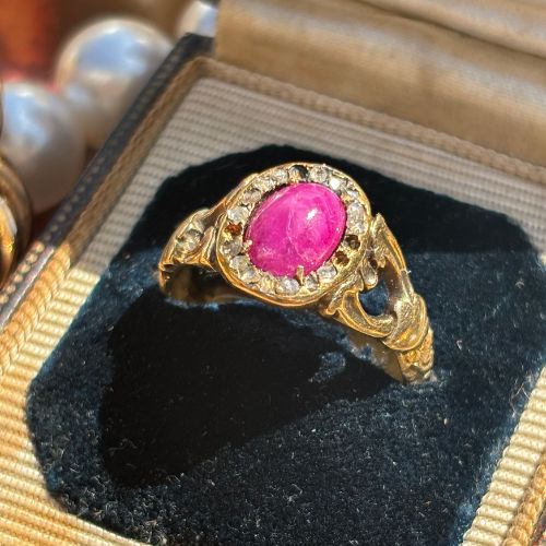 Ruby & Rose-Cut Diamond Ring