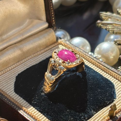 Ruby & Rose-Cut Diamond Ring