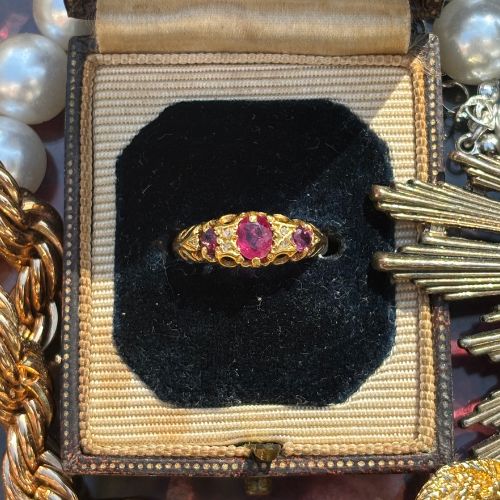 Victorian Ruby and Diamond Five-Stone Ring