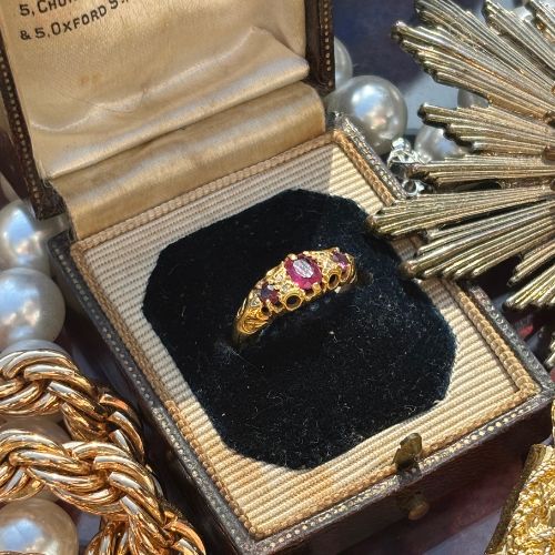 Victorian Ruby and Diamond Five-Stone Ring