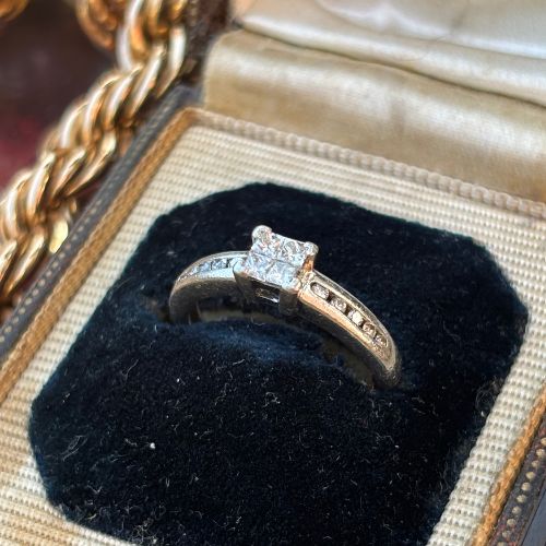 90's Princess Cut Cluster Diamond Ring, 9ct