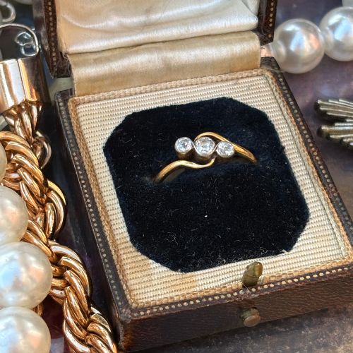 Antique Three-Stone Diamond Twist Ring