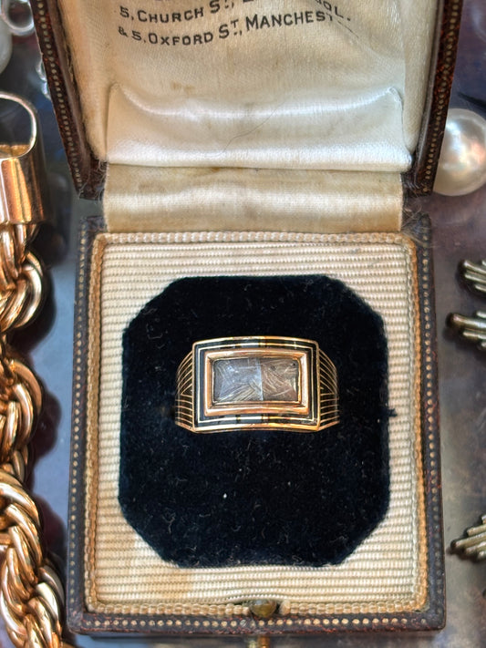 Georgian Mourning Ring with Hairwork, 1808