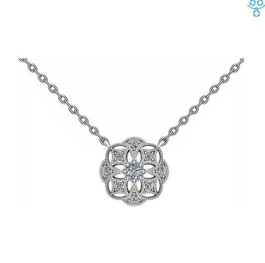 Vintage-Inspired Floral Diamond Pendant Necklace