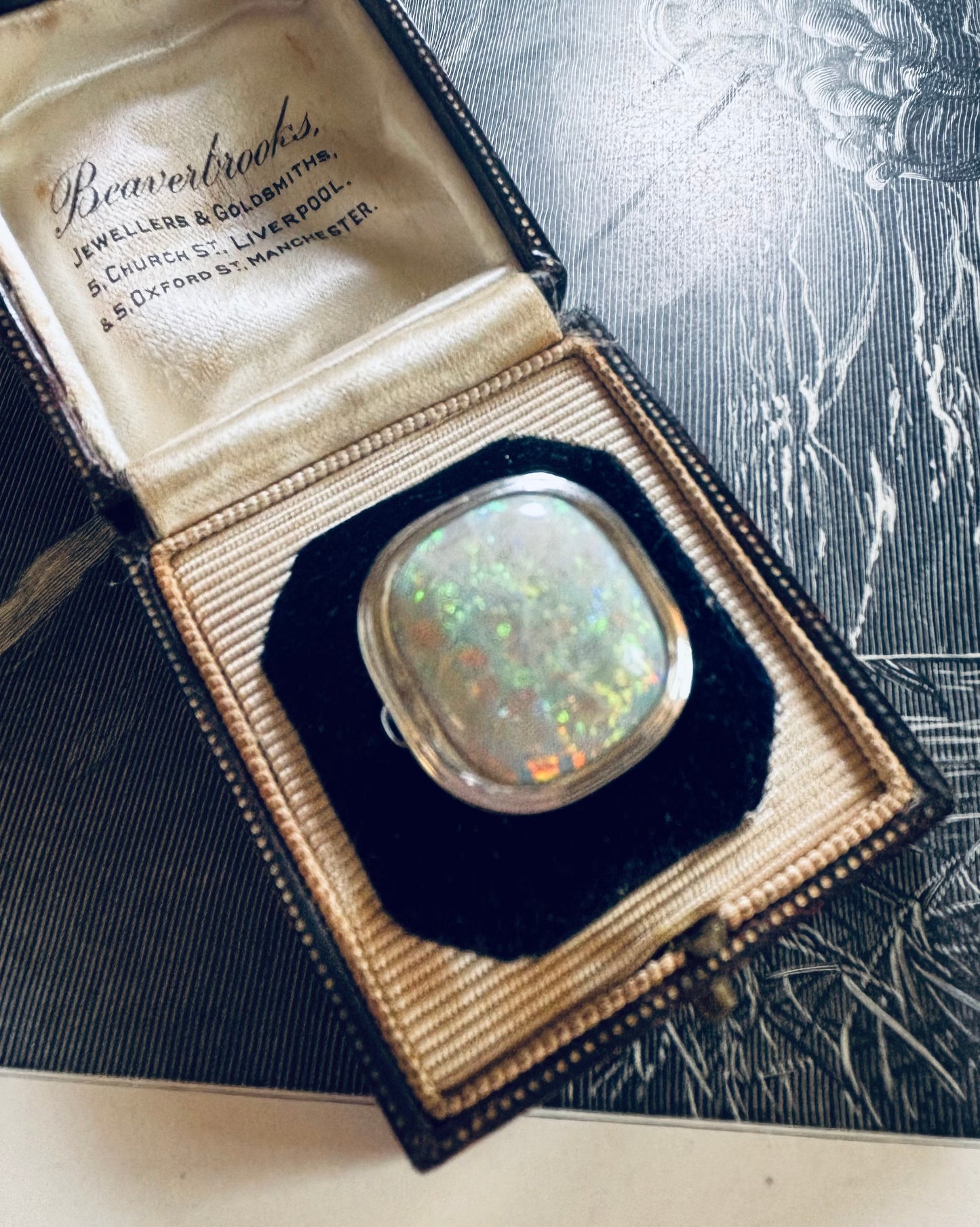 11 ct Australian Rainbow & Platinum Opal Ring