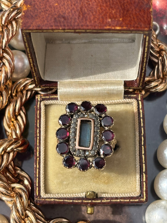 Garnet and Pearl Ring