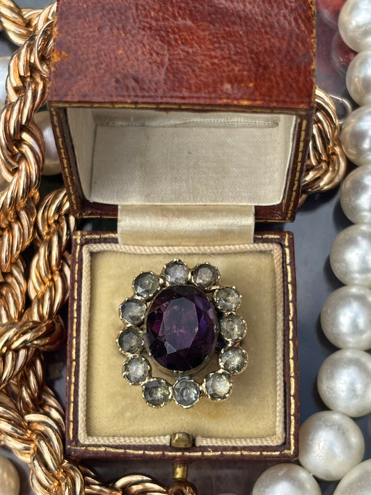 Amethyst and Rock Cristal Ring