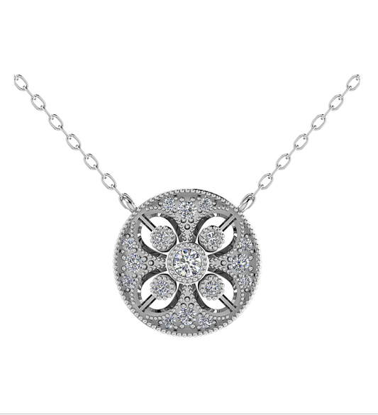Elegant Floral Diamond Pendant Necklace