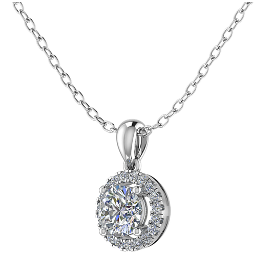 Classic Halo Diamond Pendant Necklace