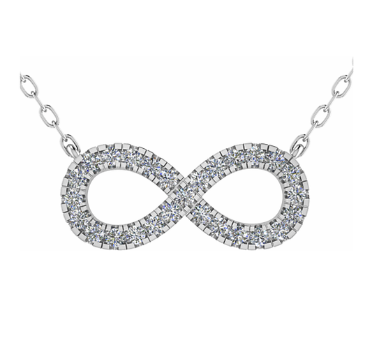 Infinity Symbol 18ct White Gold Diamond Pendant Necklace