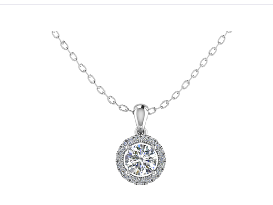 Classic Halo Diamond Pendant Necklace