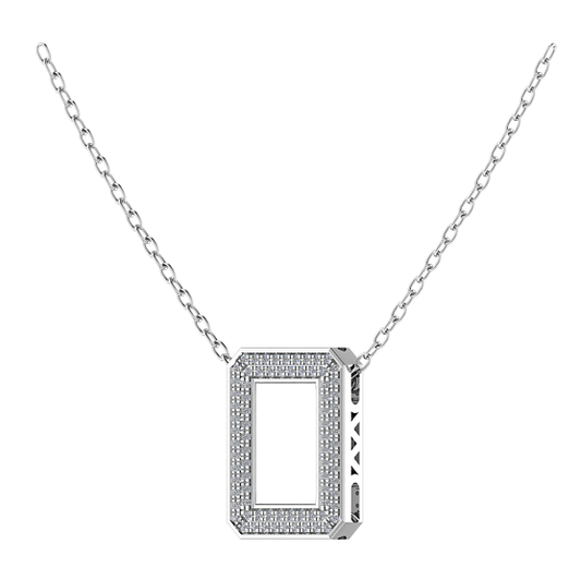 Square 18ct White Gold Diamond Pendant Necklace