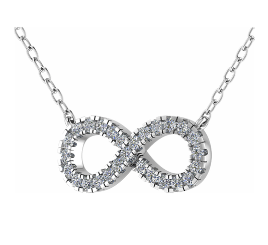 Infinity Symbol 18ct White Gold Diamond Pendant Necklace