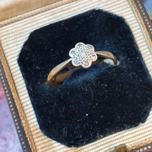 Vintage Daisy Cluster Ring with Natural Diamonds