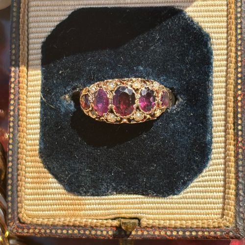 Victorian Garnet & Pearl Ring