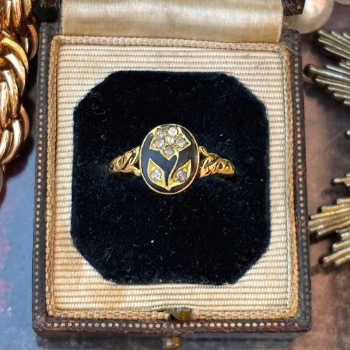 Victorian Enamel Diamond Flower Ring