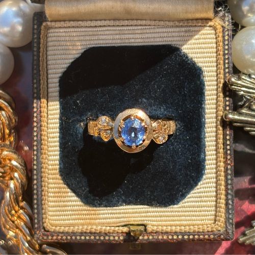 Sapphire & Diamond Petal Ring