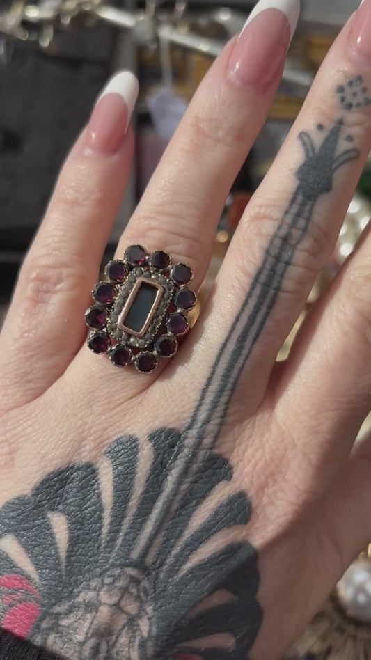 Garnet and Pearl Ring